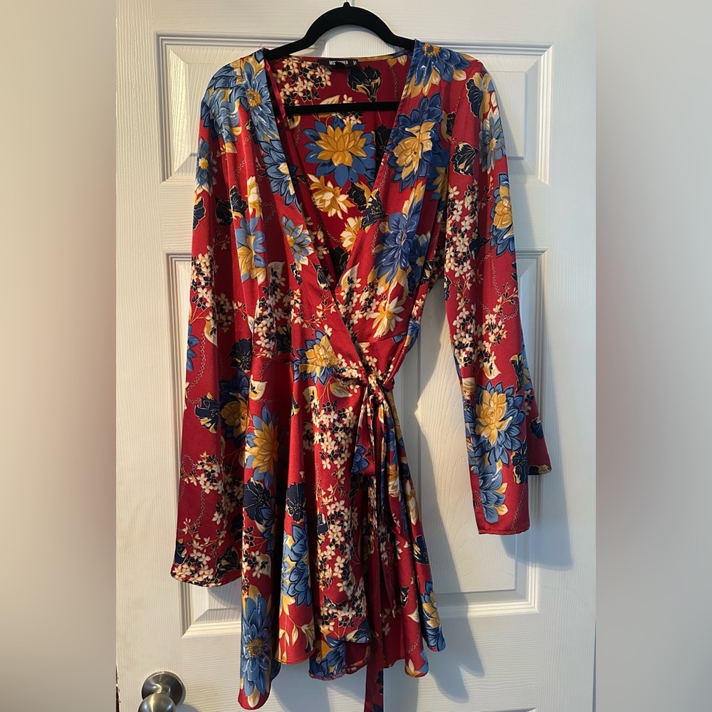 Misguided Floral Wrap Dress